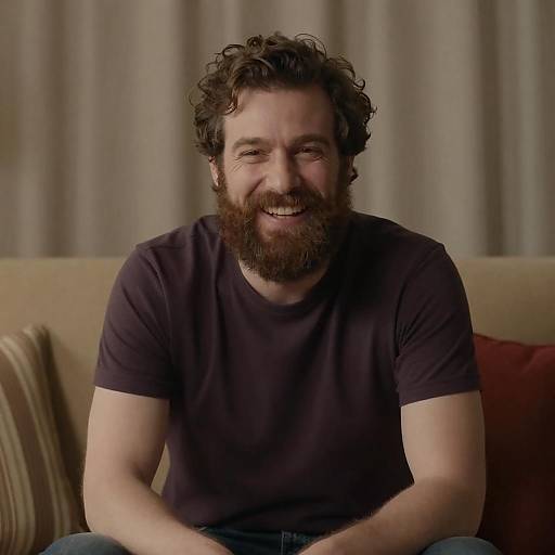 Cozy Portrait of Smiling Bearded Man