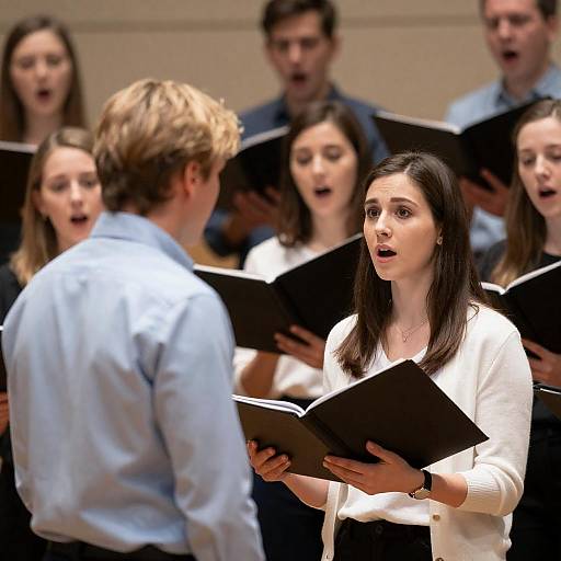 Choral Rehearsal with Choir Members Singing