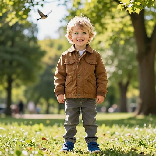 Joyful Boy in Sunny Park