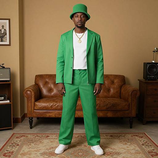 Man in Green Hip Hop Outfit