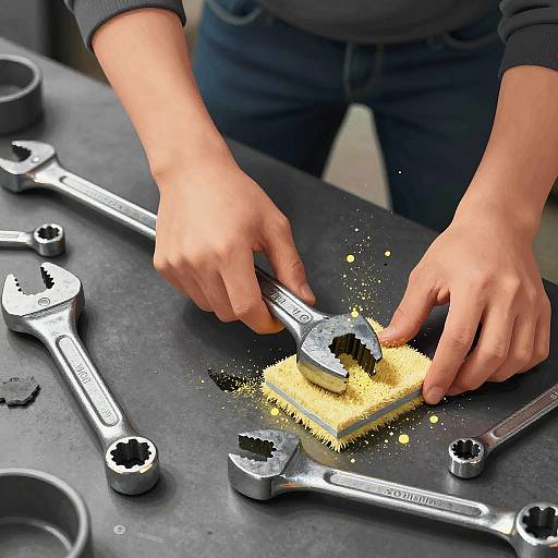 Ilustración de limpieza en taller mecánico