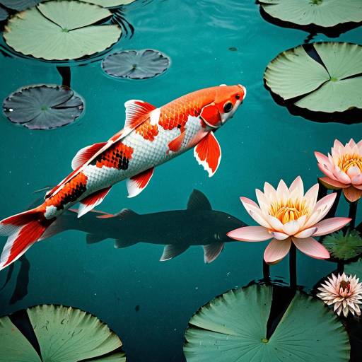 Abstract Floral Design with Koi Fish Abstract Floral Design with Koi Fish