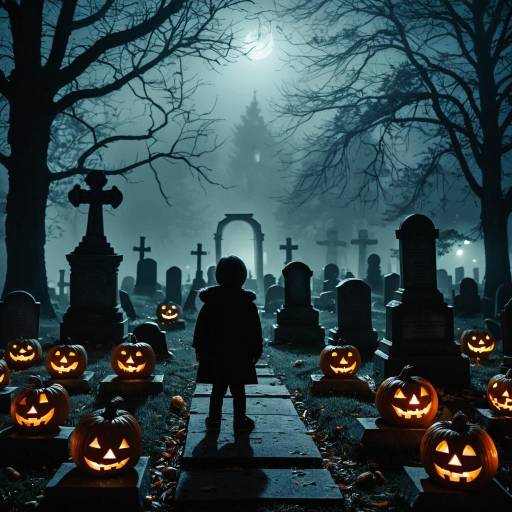 Eerie Night in a Foggy Graveyard