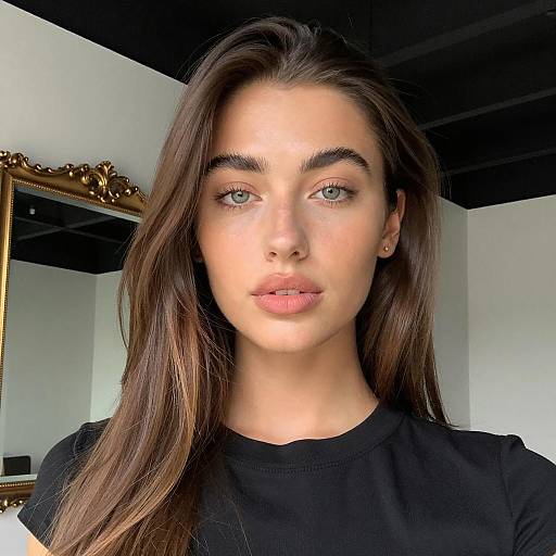 Young Woman with Brown Hair and Green Eyes