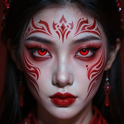 Intensely Glowing Red Tattooed Eyes