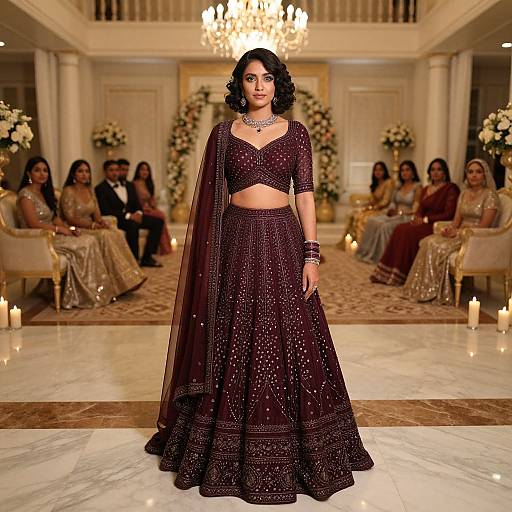 Confident Bride in Maroon Lehenga