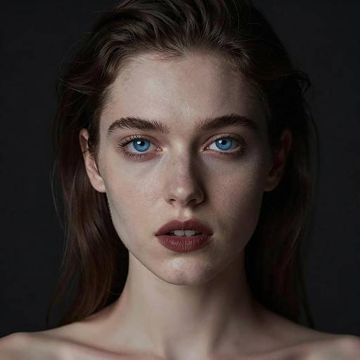 Portrait of Woman with Intense Blue Eyes