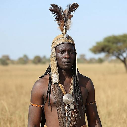 Zulu Warrior with Feathered Headdress