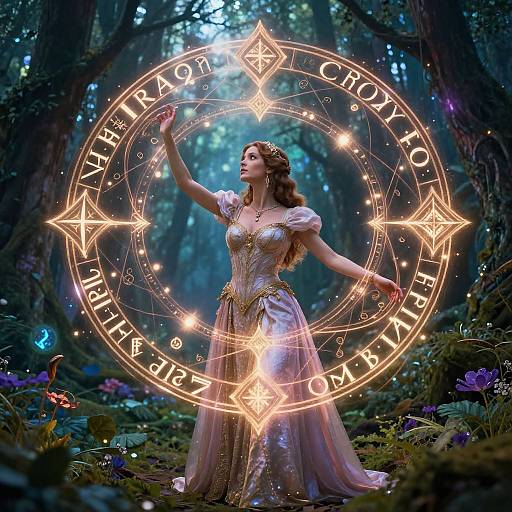 Magical Rune Weaving in Enchanted Forest
