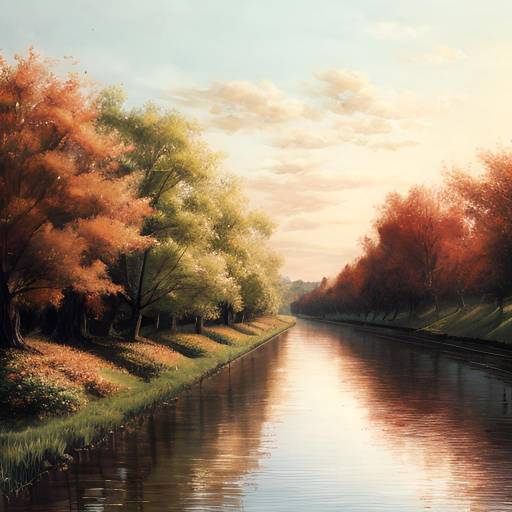 Autumnal Riverbank with Vintage Botany
