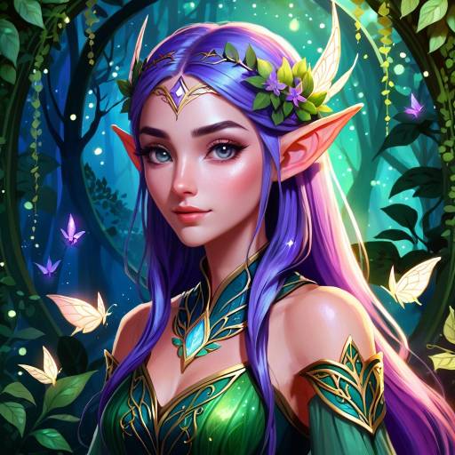 Enigmatic Elven Fey in Twilight Garden