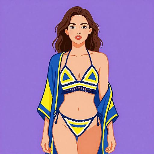 Chic Woman in Geometric Crochet Top