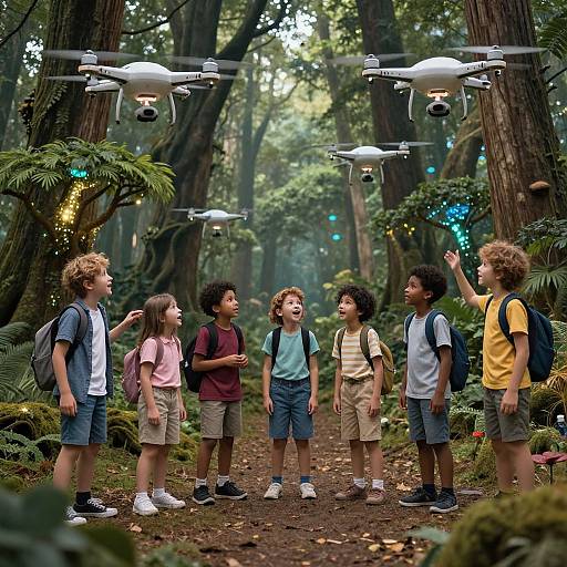 Kids Exploring Magical AI Forest