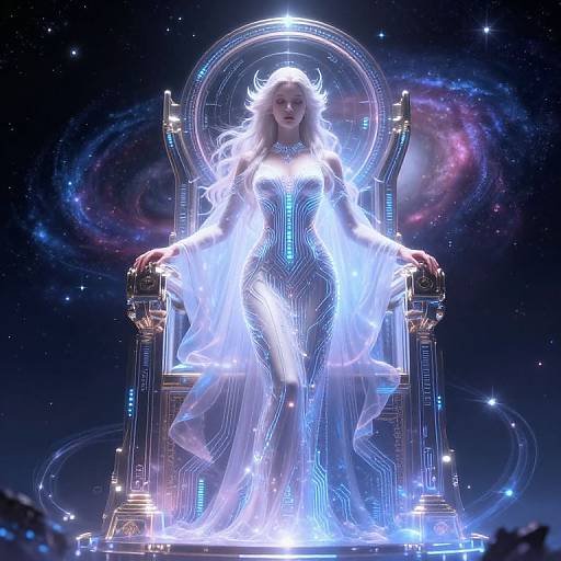 AI Goddess on Cosmic Throne