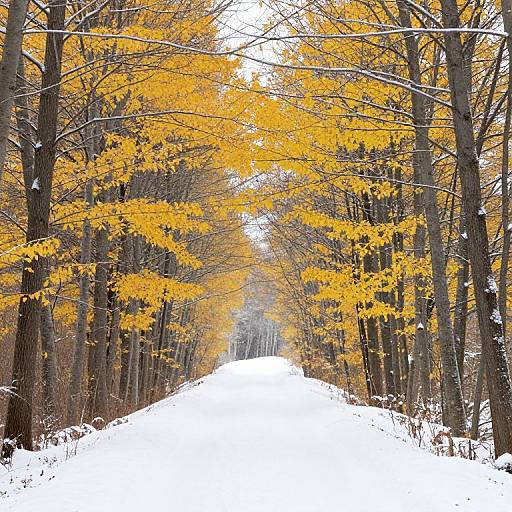 Winter Forest with Golden Trees