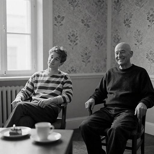 Men in Relaxed Pose with Floral Wallpaper