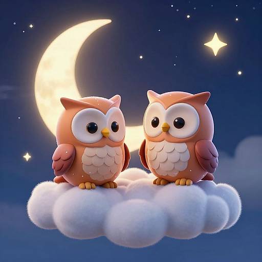 Whimsical Owls on Cloudscape