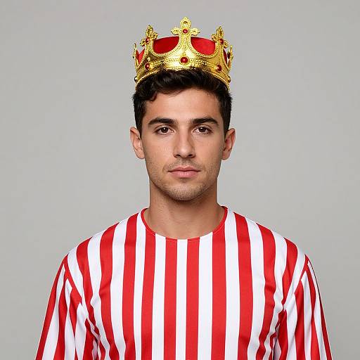 Man in Crowned Red and White Stripes