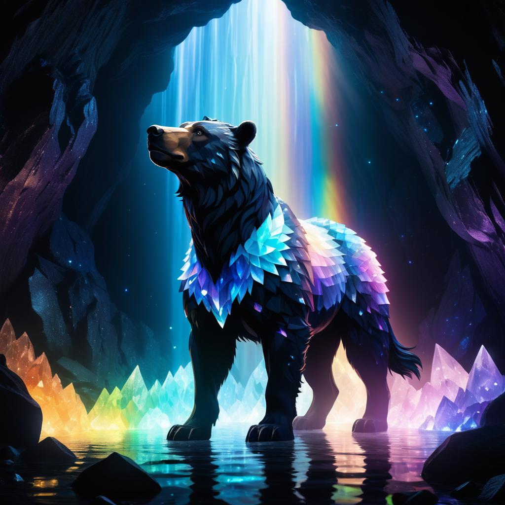 Majestic Centaur-Bear in Crystalline Cavern