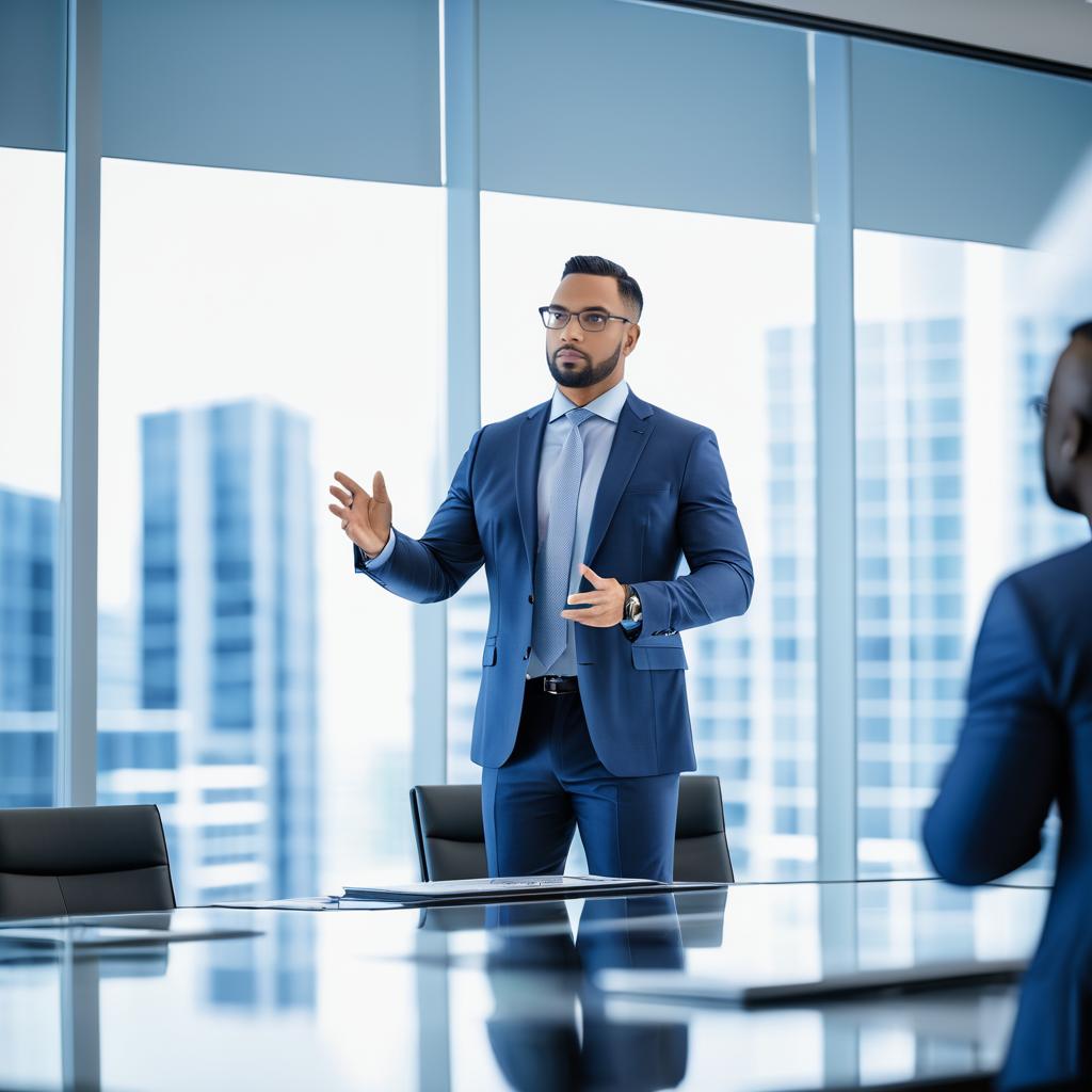 Confident Businessman in Modern Conference Room