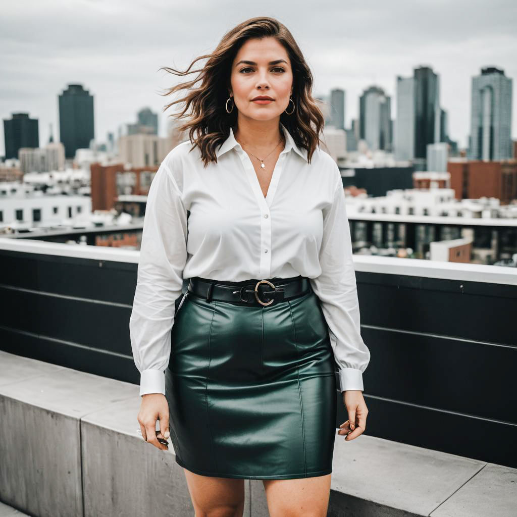 Urban Chic: Curvy Woman in Leather