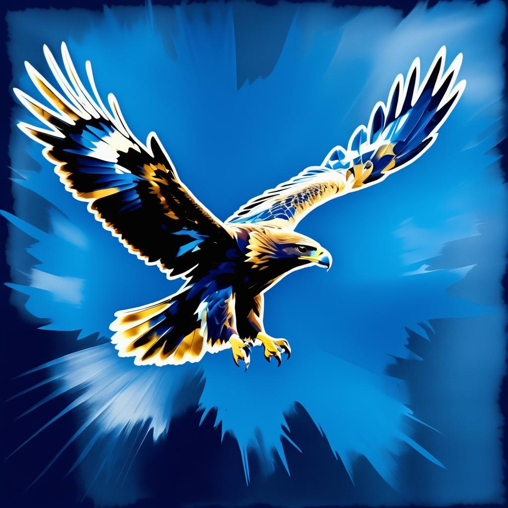 Vibrant Photogram of Golden Eagle Soaring