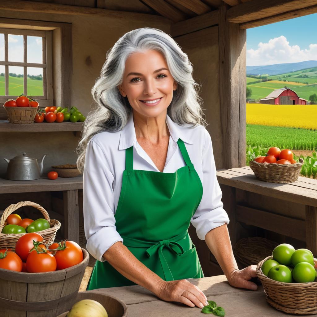 Cheerful Italian Nona on the Farm