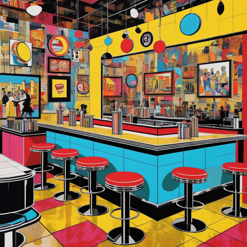 Vibrant Retro Diner Pop Art Collage