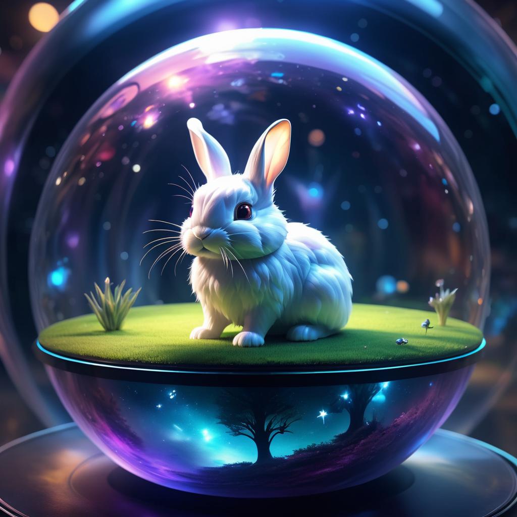 Cute Alien Rabbit in Floating Sphere