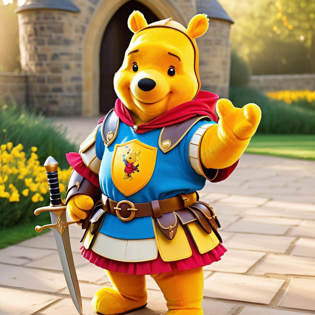 Winnie the Pooh as a Playful Knight