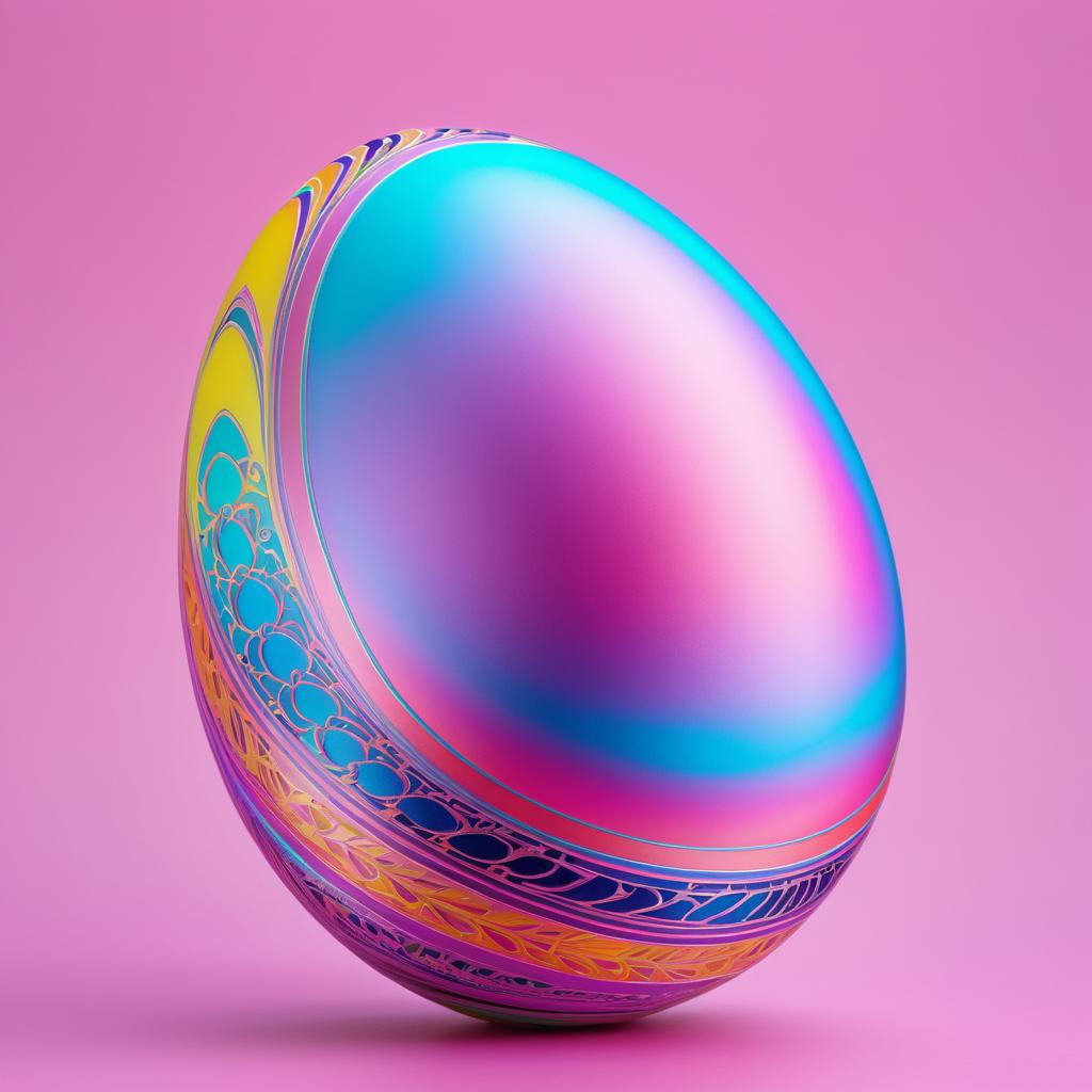 Vibrant Easter Egg Against Pink Backdrop