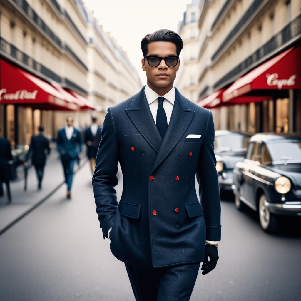 Fashionable Man in Paris with Soup Art