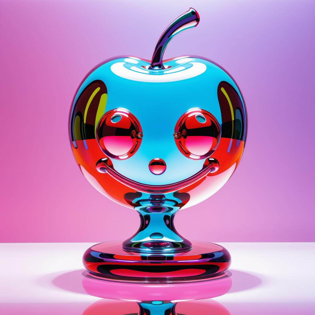 Vibrant Cherry Sculpture in Pop Art Style