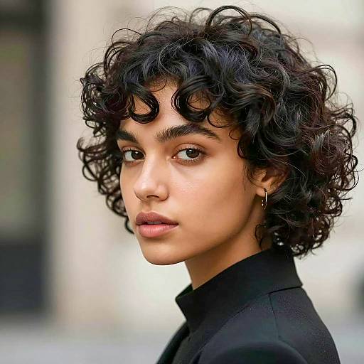 Portrait of a Young Woman with Curly Hair