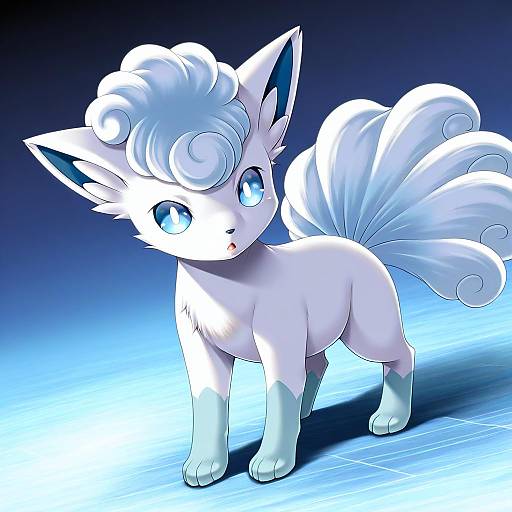 Illustration of Alolan vulpix, pokemon in the style of Ayato