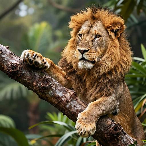 Powerful Lion Claw Gripping Tree