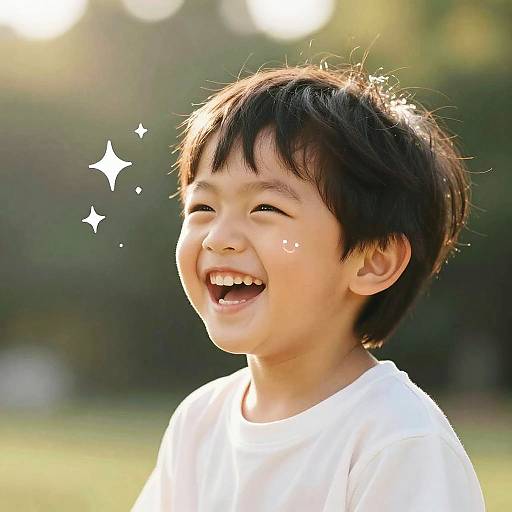 Joyful Child Portrait with AI Sparkles