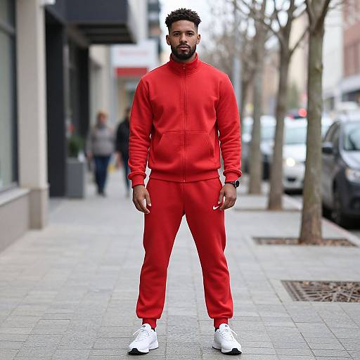 Man in Red Tracksuit Urban Style