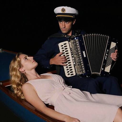 Nighttime Boat Scene with Accordion Duo