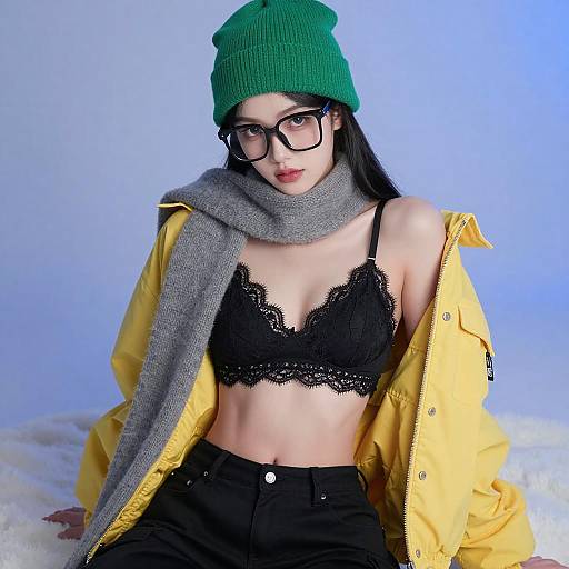 Stylish Young Woman in Cozy Outfit