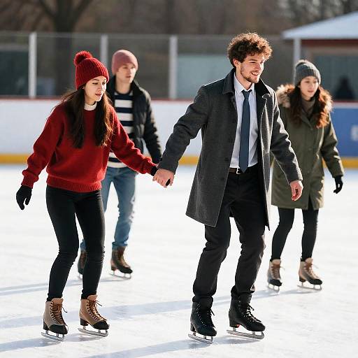 Joyful Ice Skating Adventure in the Sun