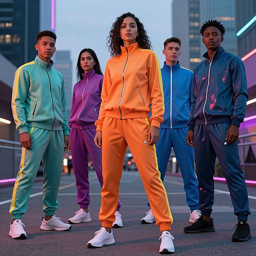 Futuristic Vibrant Tracksuits in Neon City