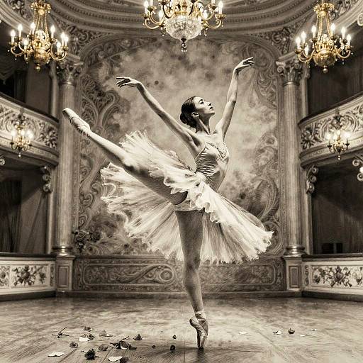 Charcoal Sketch of Graceful Ballerina Leap