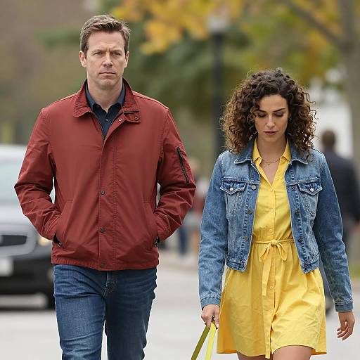 Man and woman walking outdoors in fall