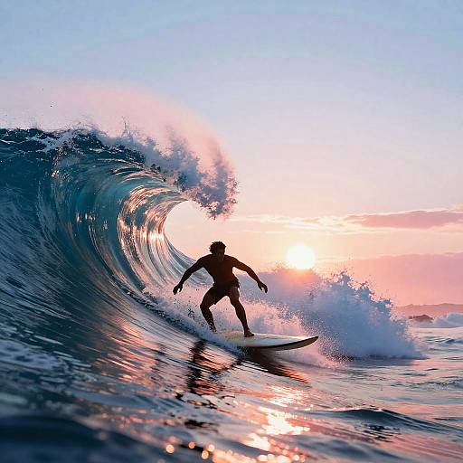 Stylized Freestyle Surfer Tsunami Illustration