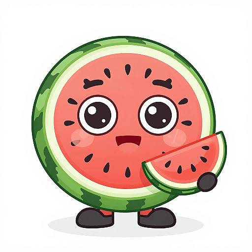 Cheerful Watermelon Cartoon Character Sticker