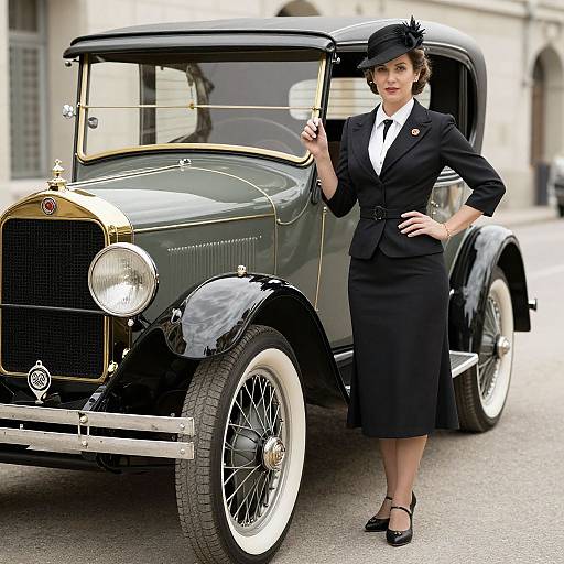 Elegant Vintage Car with Period Lady