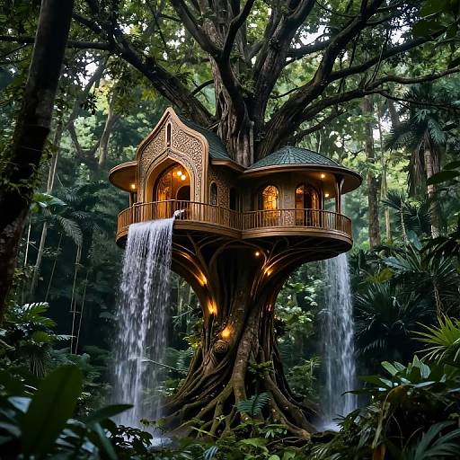 Futuristic Art Nouveau Treehouse Oasis