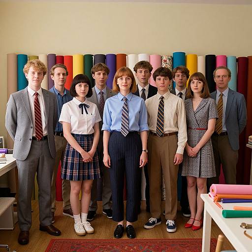 Vibrant Group in Colorful Fabric Room