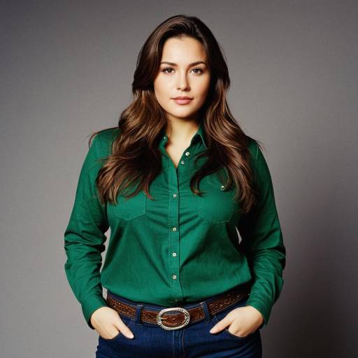 Confident Woman in Green Shirt